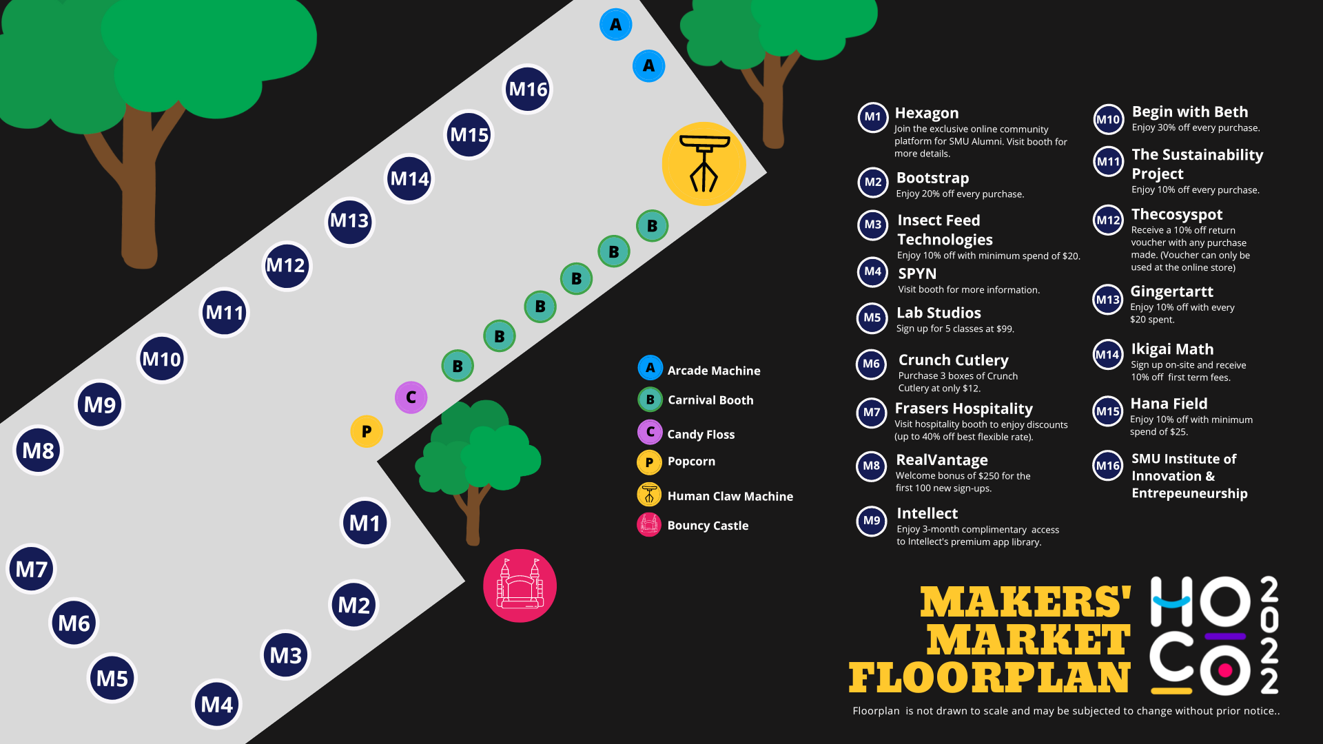 SMUHOCO22 Makers' Market Floorplan